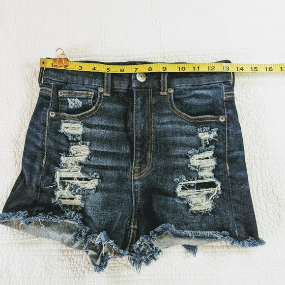 American Eagle Curvy Hi-Rise Shortie cutoff denim shorts - Size 2 - Picture 9 of 10